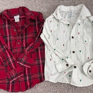 4T boys Plaid Red and White Patterned Kids Shirts
